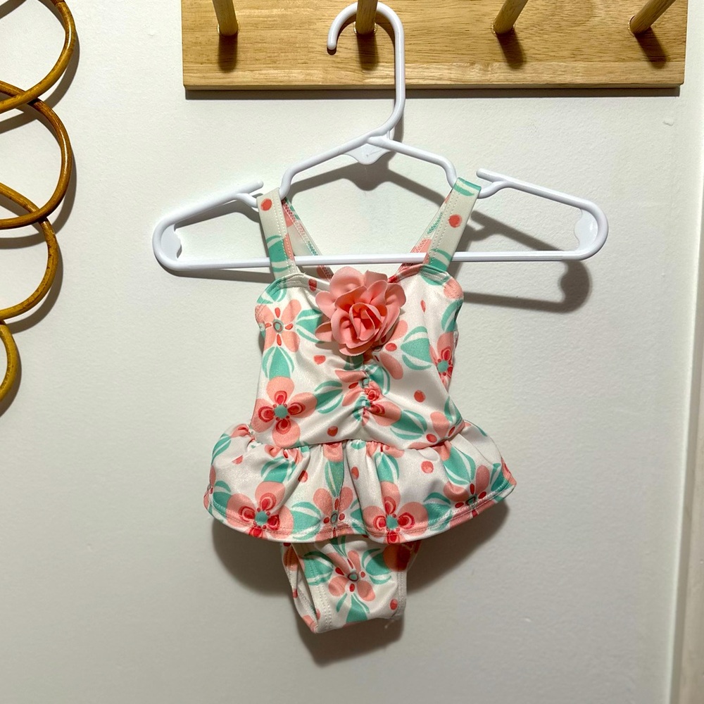 Gymboree Baby Swimsuit with Pink Floral Accents